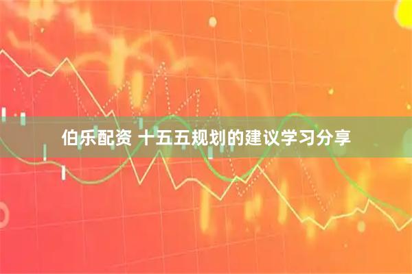 伯乐配资 十五五规划的建议学习分享